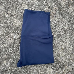 Solid Color High Waist Yoga Leggings - Women's Sport Cropped Pants - S (Navy Blue)