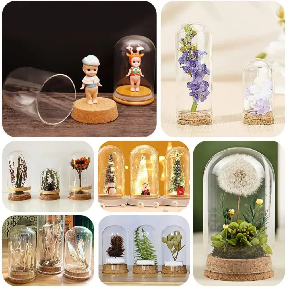 Small Glass Bottles Dome Decorative Jars Display Case for Flower Storage Home Christmas Party Favor Decoration 1.85x3.35inch