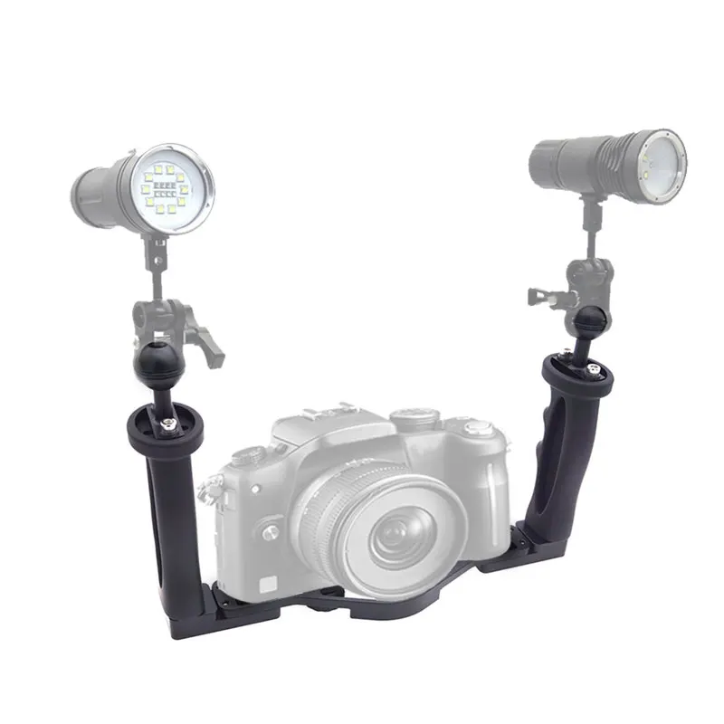 Adjustable Dual Handheld Stabilizer Diving Underwater Camera Light Housings Tray/Grip Waterproof For Dome Port Case