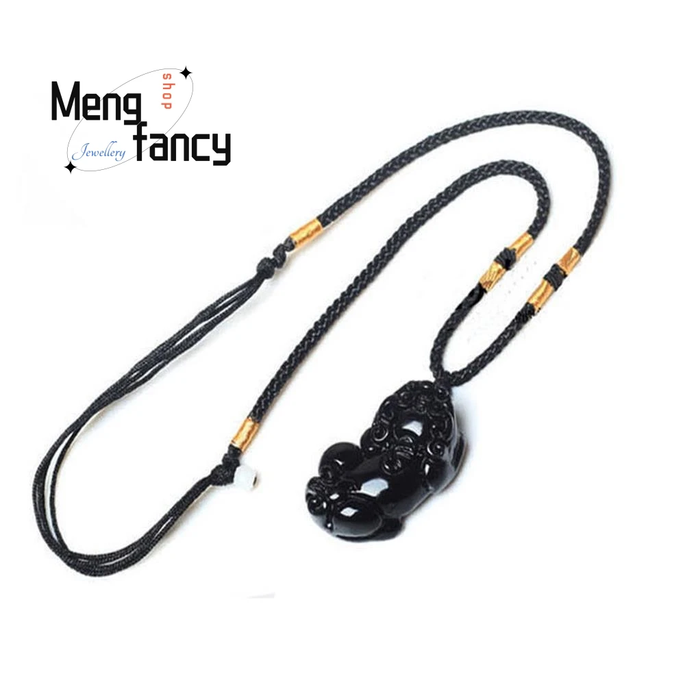 Natural Obsidian Pixiu Pendant Engraver Customized Amulet Wedding