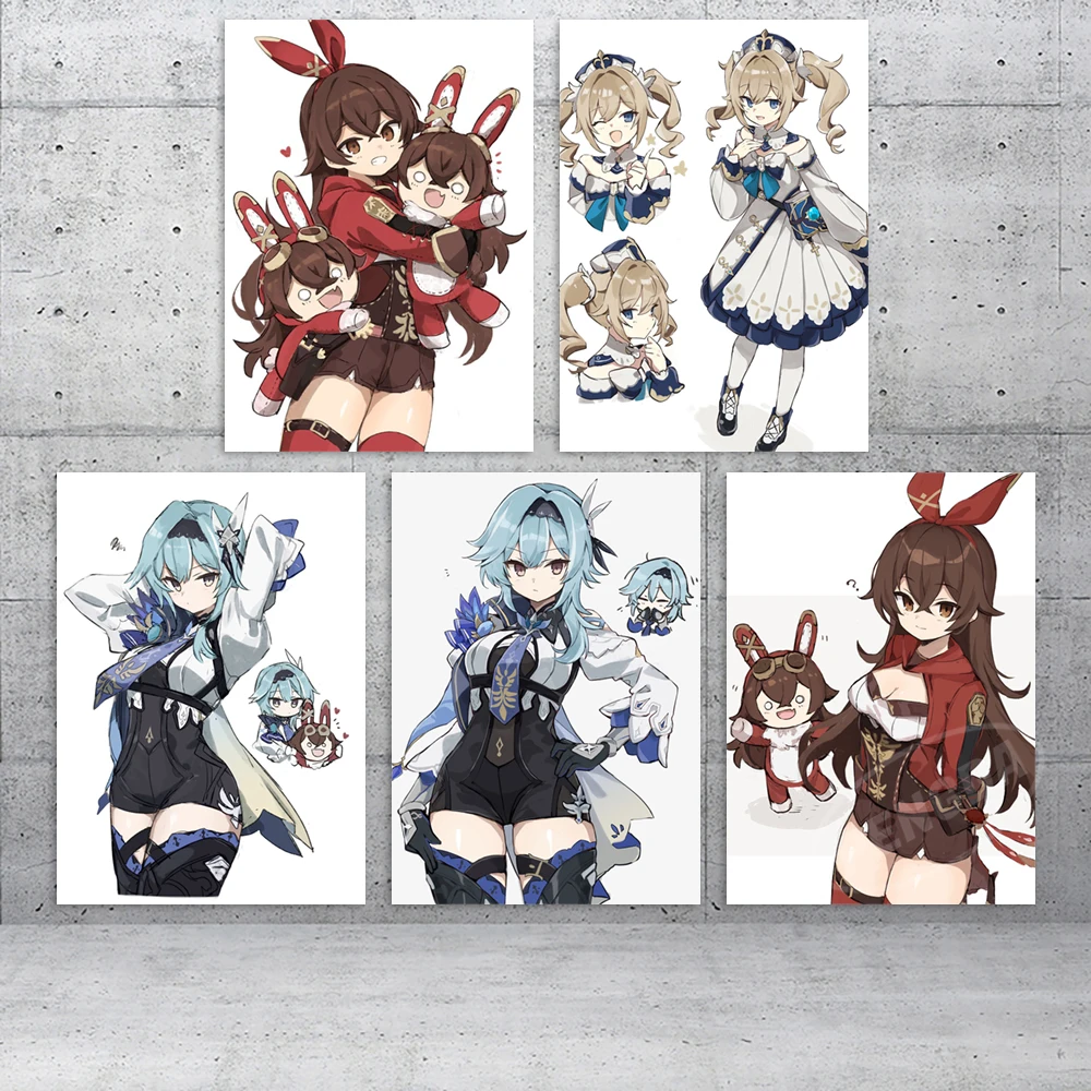 

Canvas Printed Genshin Impact Wall Art Naganohara Yoimiya Poster Painting Amber Home Decor Keqing Modular Game Pictures Bedroom
