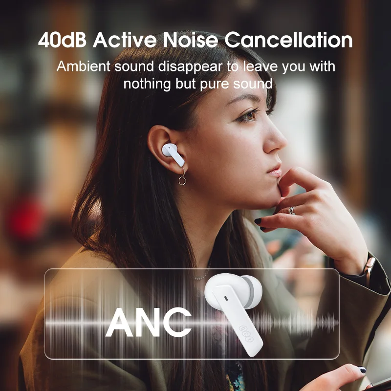 Neue qcy ht05 anc drahtlose tws bluetooth 5,2 kopfhörer 40db aktive geräusch unterdrückung headset 6 mic enc hd call tws ohrhörer