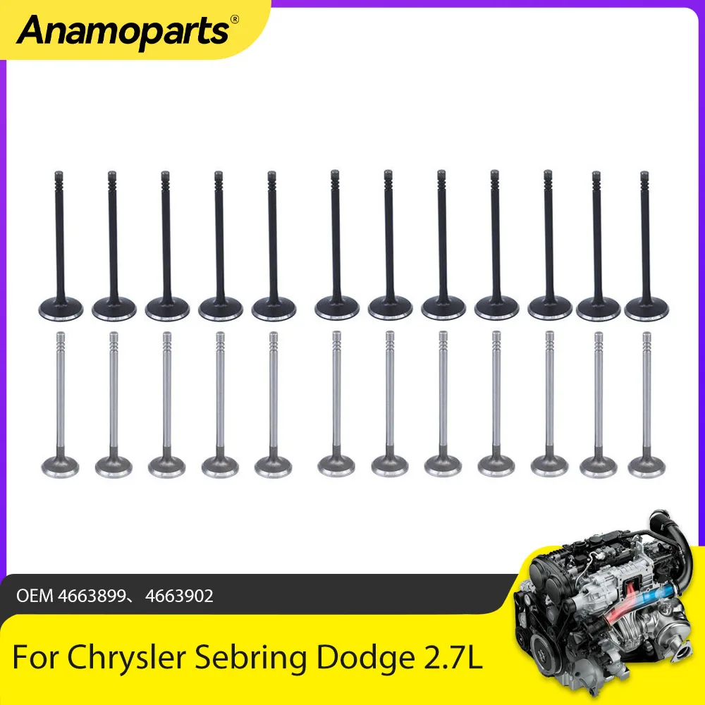 

12pairs Intake And Exhaust Valves Fits 2.7 L T EER EES Gas For 98-12 Chrysler Sebring Dodge Journey Intrepid Stratus Jeep 2.7L