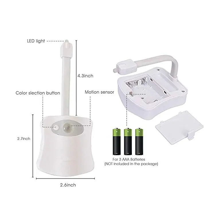 ZK40 8-Color 16-Color Toilet Sensor Light Hanging Toilet Mood Light Toilet Lid Light 3 AAA Batteries (Battery Not Included)
