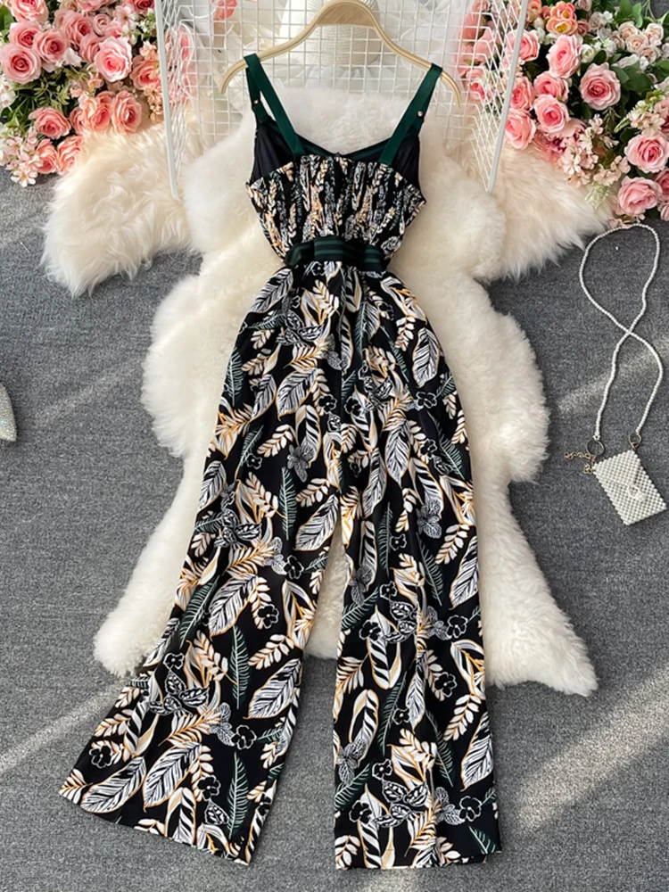

Женские летние элегантные сексуальные комбинезоны с цветочным принтом, безрукавный Повседневный узкий пляжный вечерние комбинезоны, женские модные наряды