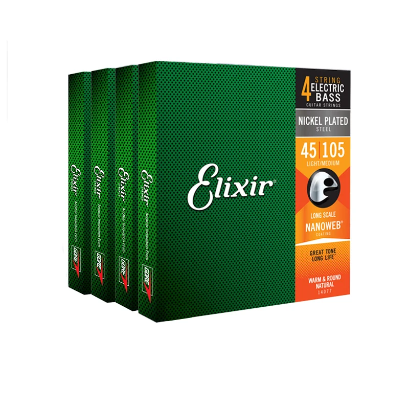 일렉트릭 기타 베이스 현, 나노웹 코팅, 그레이트 톤, 긴 수명, 4 현, 14077 니켈 도금 강철, 라이트/미디엄 45-105