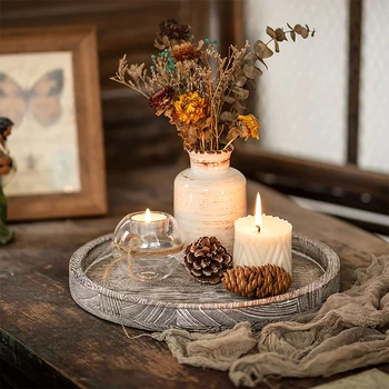 Hot Wooden Multifunctional Tray – Fruit & Candle Holder 1