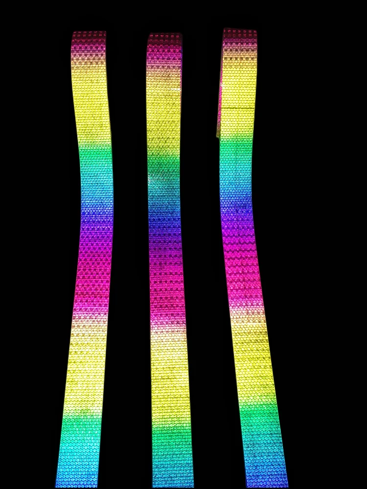 Luminous Tape Warning Stickers Warning Decal Luminous Sticker Tape Colorful Reflective Stickers Gradient Dazzling Colors Motorcycle Bicycle Body Decoration Reflective Tape