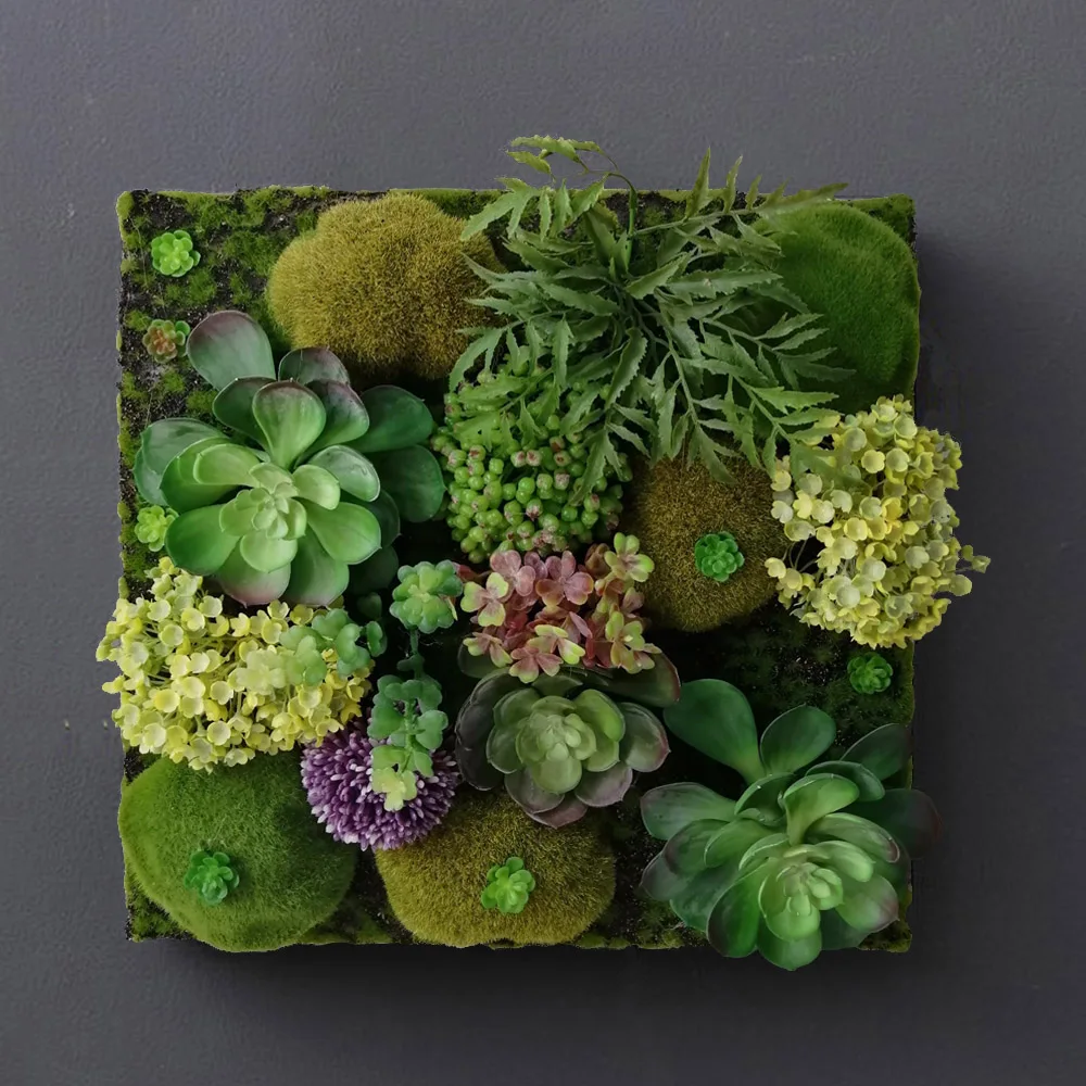 

Wall Hanging Flower Art Simulation Feel Succulent Three-dimensional Round Photo Frame Wall Decoration Plastic Fake Flower