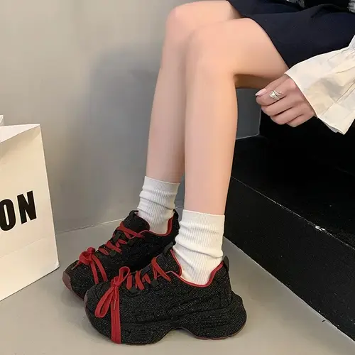 High Quality Luxury Designer Shoes for Women Women Sneakers Rhinestone Women Loafers Fashion Shiny Women's Casual Platform Shoes - Image 3