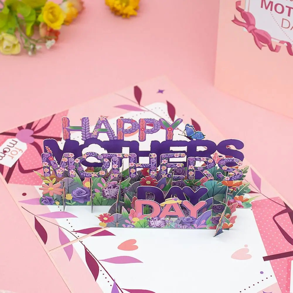 3D Pop UP Flower Greeting Cards Folding with Envelope Mother's Day Greeting Card Blessing Handmade Thank You Card For Mom Gift