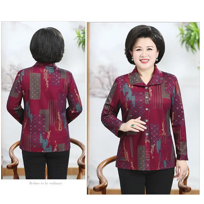 

2024 New Autumn Printing Long-sleeved Polo-neck Button Women's Shirt 2024 Casual Loose Top Blusas Mujer Elegantes Blouse T163
