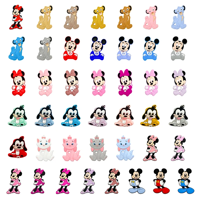 1pcs Silicone Disney Mickey Mouse Baby Teething Food Grade Cartoon Silicone For Necklaces Baby Teether Toy Nursing Gifts teething toys,teething beads,teething toy tethers,baby silicone accessories
