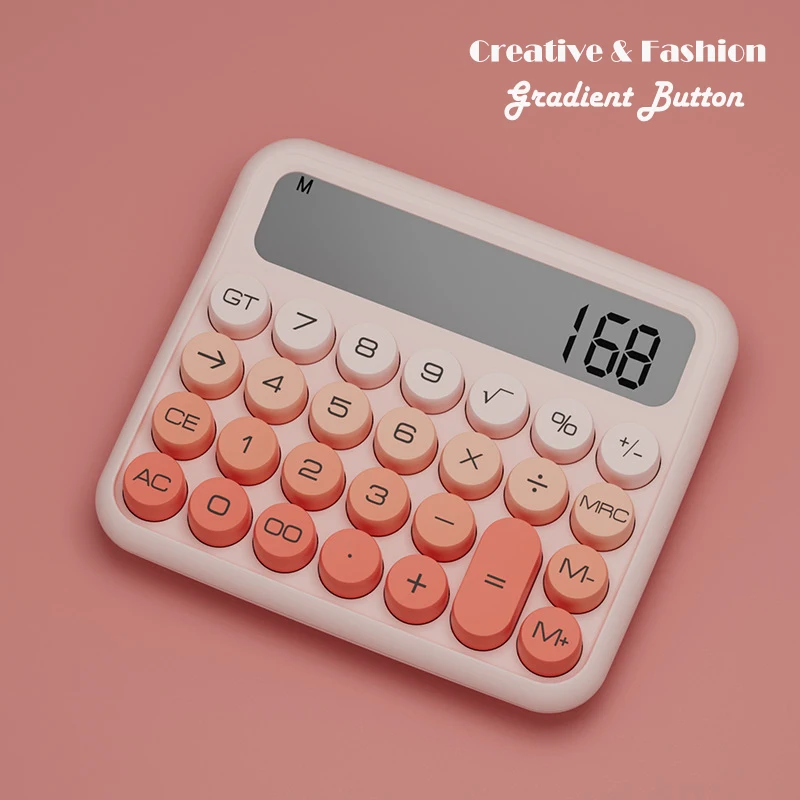 Aesthetic Desktop Calculator with Large LCD Display and Big Sensitive Buttons - Candy Color Design, 12-Digit