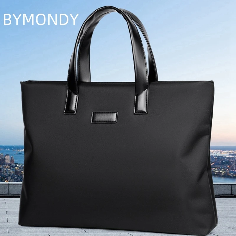 

BYMONDY Briefcase for Men Classic British Business Handbag Messenger Bags Nylon Waterproof Office Work Documents Storage Bag