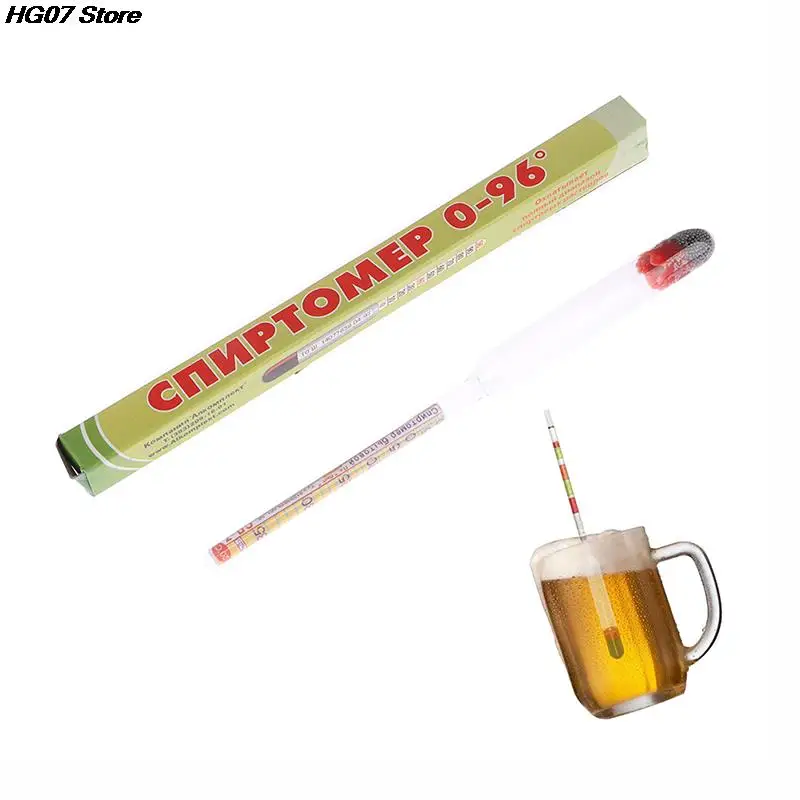 Alcohol Meter Household Alcohol Meter 0-96&deg;Distillation Alcohol Machine Fermentation Brew Hydrometer Russian Version