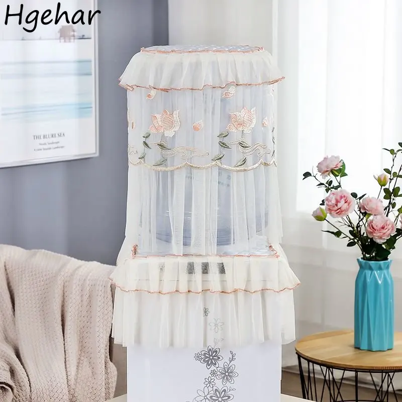 Water Dispenser Cover Dust-proof Multi-function Home Decoration Lace Floral Embroidered 2pcs Household Rice Cooker Pads