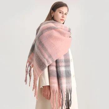 Korean Winter Imitation Cashmere Scarf Student Neck Thick Warm Shawl Men Women Popular Tassel Scarves Bufanda Blanket Thickening