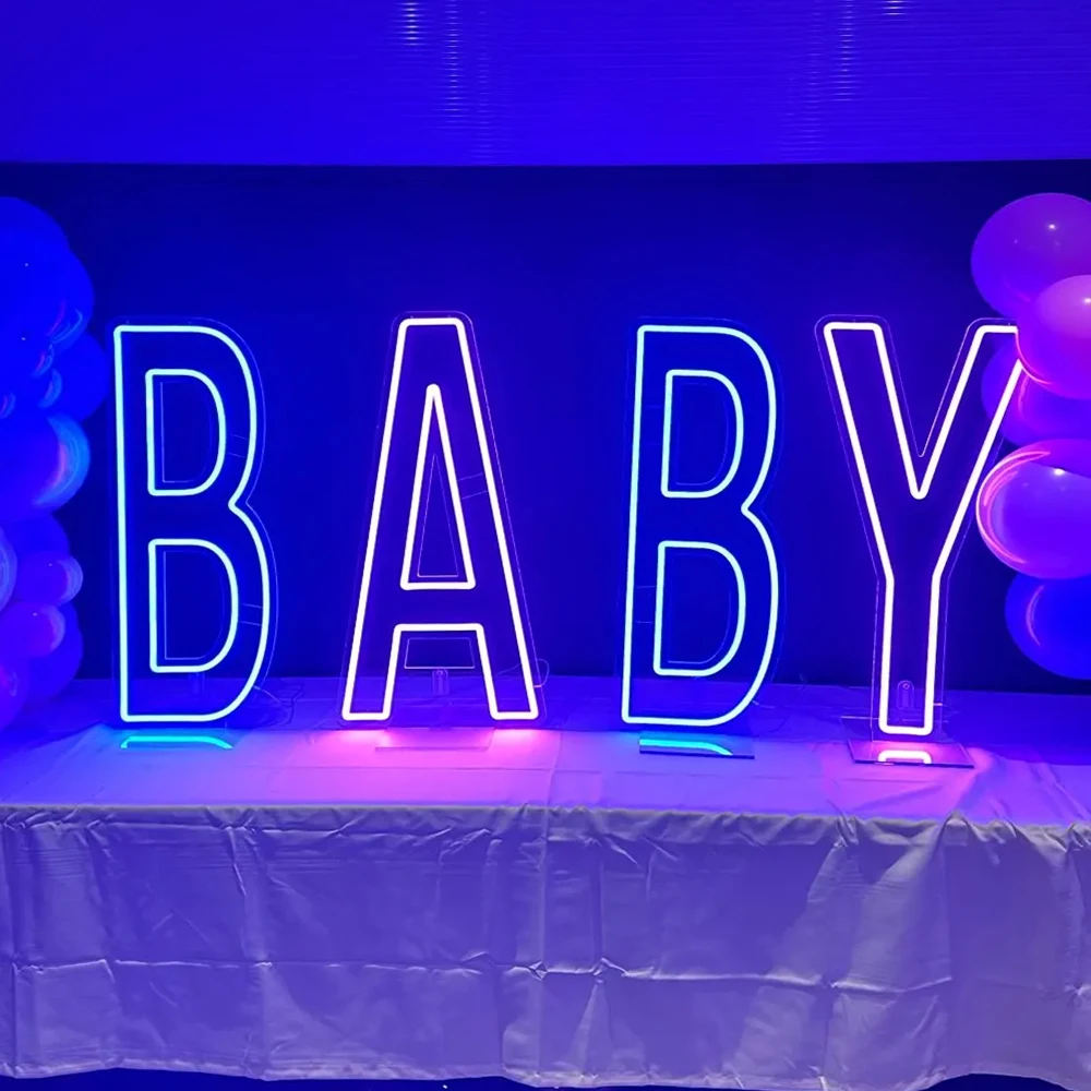 

Colorful Illuminated Alphabet Light Sign ABC Alphabet Standable Neon BABY Large Alphabet Light Sign with Base, Dimmable