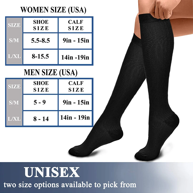 Compression Socks Unisex Running Sport Socks Knee High 30 MmHg Medical Edema Varicose Veins Compression Stocking 5 Pair/Set compression socks