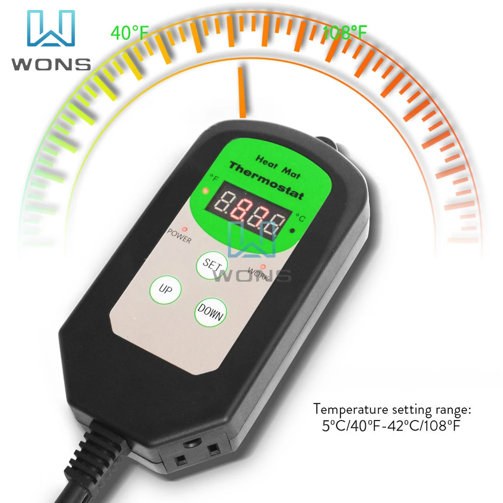 110V 220-240V Digital Display Reptile Humidifier Seedling Heat Mat  Adjustment Ssensor Thermostat Temperature Controller EU/US/UK - AliExpress