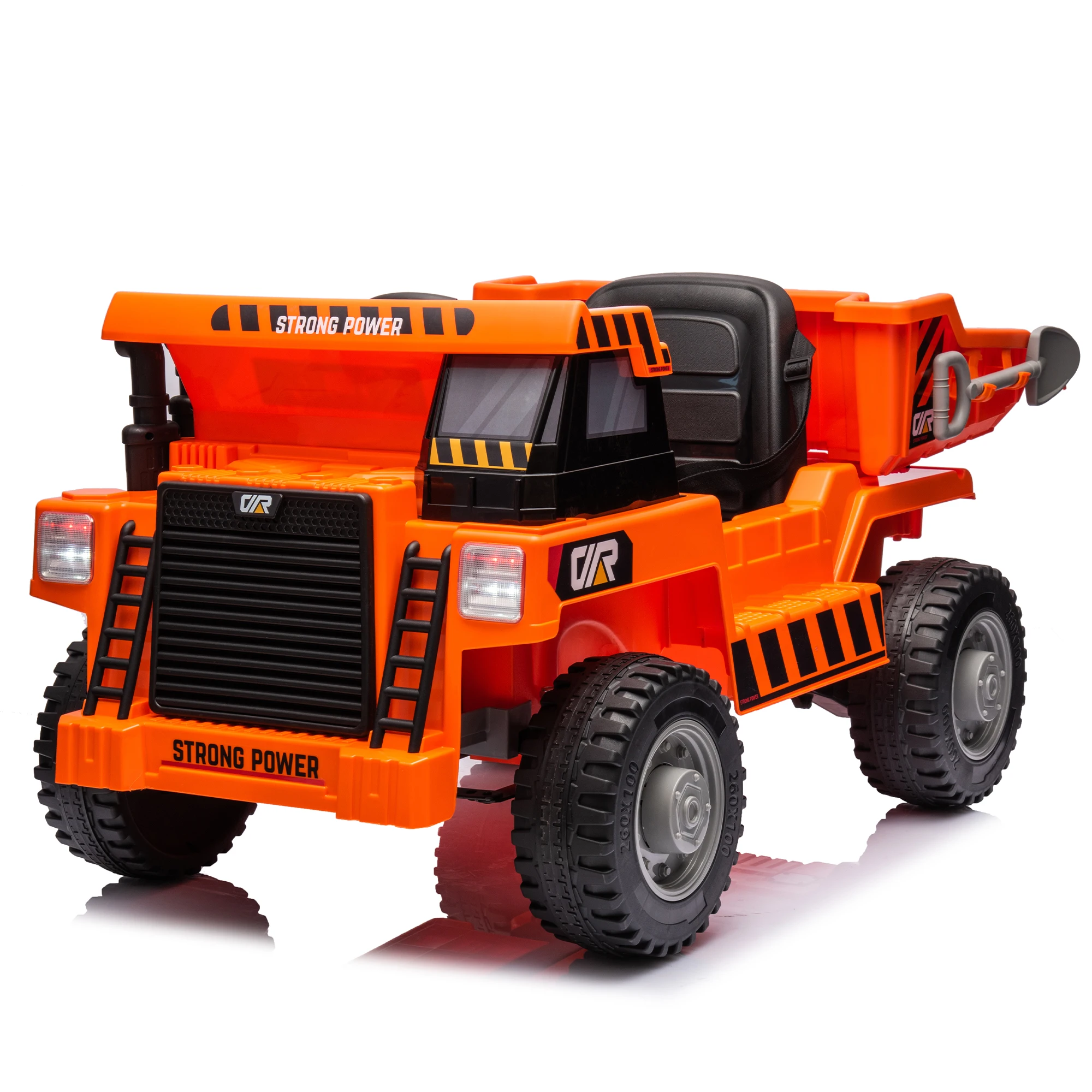12v Ride On Dump Truck Parents Control Electric Dump Bed Extra Shovel Phone Stand Three-Point Seat Belt