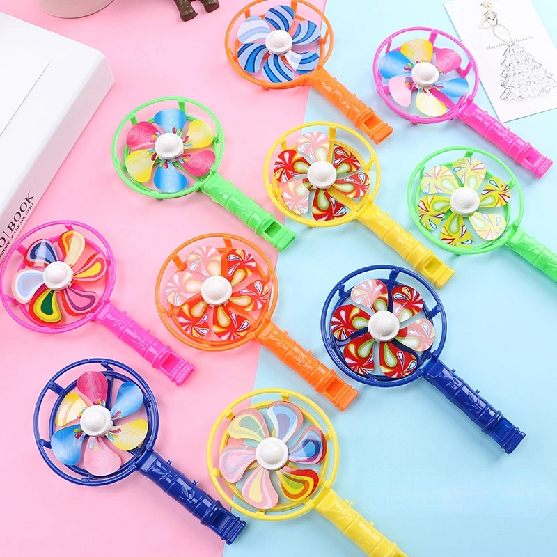 10PCS Children Toys Plastic Whistle Windmill Fan Kids Birthday Party Gifts Back to School Presents Toy Kids Pinata Party Favors