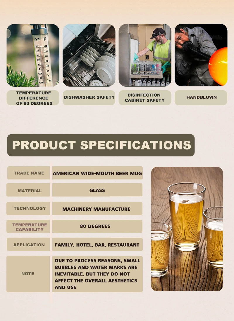 Description Picture 6 of item200ml/320ml/470ml American Wide Mouth Beer Mug Pilsner Glass Cup Craft Beer Glass Juice Drink Cup Can Be Customize Patterns