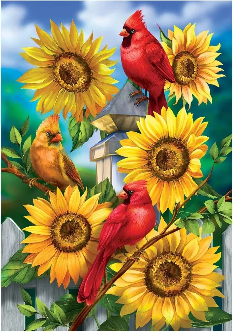 

Sunature Diamond Painting Art Full Square Round Drills Sunflower Bird Diamond Painting Kits