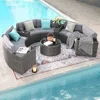 Outdoor Patio Furniture 11-Piece Half-Moon Sectional Round Set Curved Sofa with Coffee Table Suitable for outdoor courtyard use 1