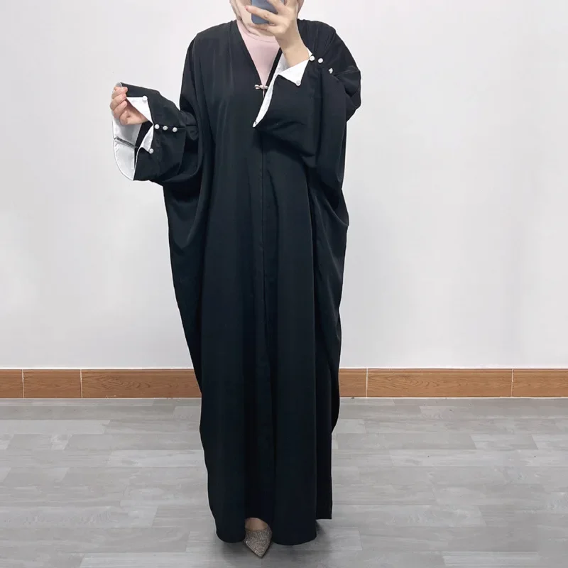 

Women Eid Muslim Abaya Kaftan Islam Ramadan Morocco Cardigan Abayas Solid Color Long Robe Modest Dubai Arab Loose Jalabiya