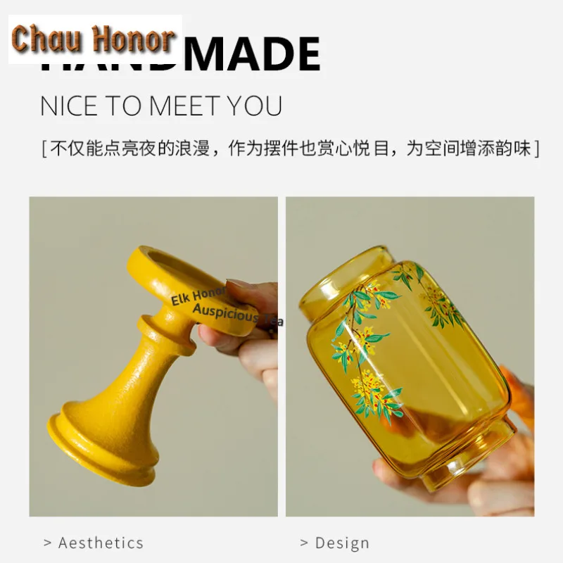 Osmanthus Ceramic Candle Holder Traditional Scented Aromatic Candles Household Candle Lights Teaset Wedding Decoration Ornaments