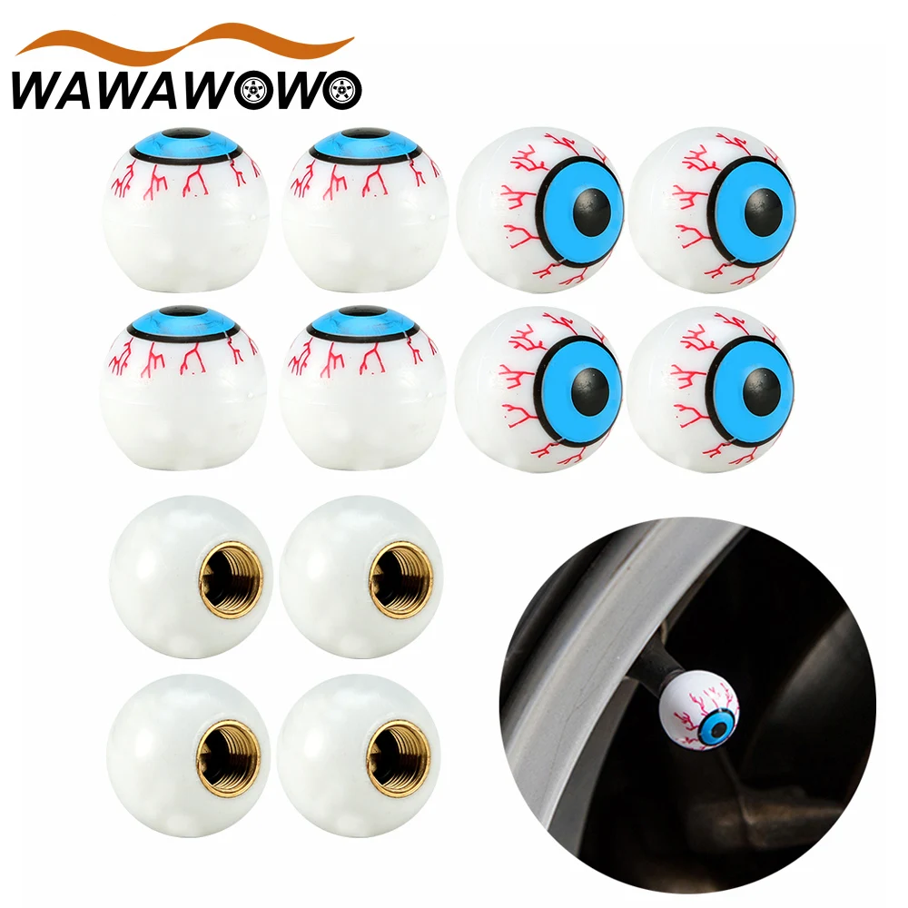 Set of 4 Eyeball-Shaped Fun Tire Valve Caps