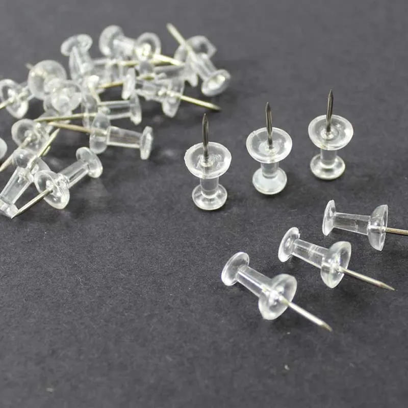 Clear Transparent Push Pins Plastic Map Chart Drawing Pins Notice Bulletin Cork Board Thumb Tacks 100pcs
