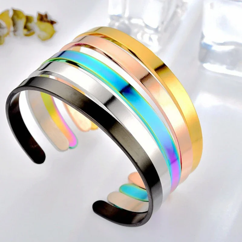 Простой гладкий Браслет C-образной формы 4 мм, 6 мм, Открытый Браслет из нержавеющей стали для мужчин и женщин, трендовый Браслет, Парные браслеты-манжеты, ювелирные изделия Простой гладкий Браслет C-образной формы 4 мм, 6 мм, Открытый Браслет из нержавеющей стали для мужчин и женщин, трендовый Браслет, Парные браслеты-манжеты, ювелирные изделия