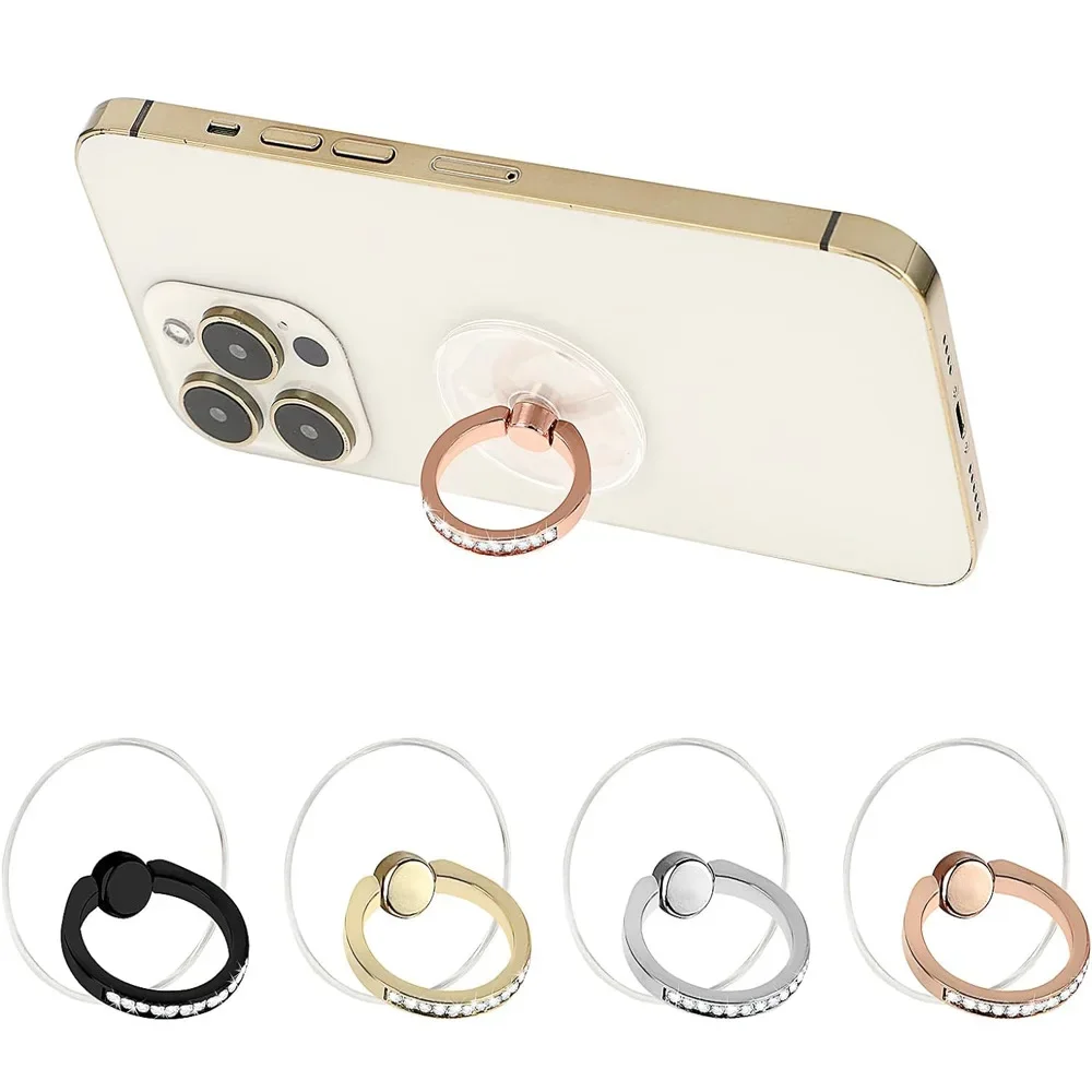 Shining Diamond Cell Phone Ring Holder Stand Universal Transparent Phone Ring Buckle Desktop Bracket 360°Degree Rotation