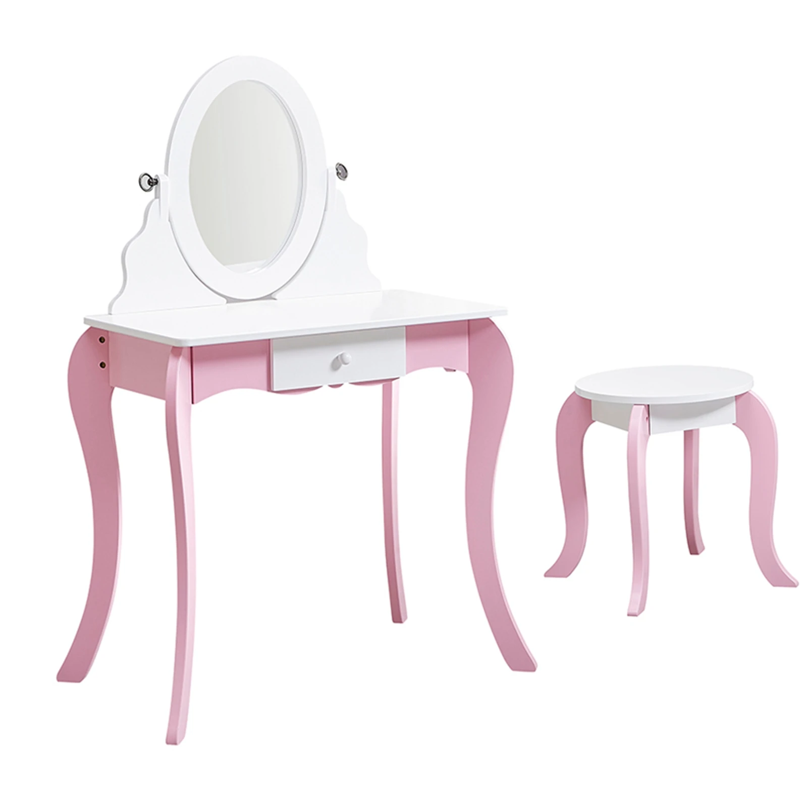 Kids Princess Vanity Set with Mirror & Stool 3