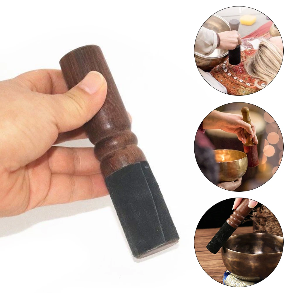 Microphone Cover 12/18cm Tibetan Singing Bowl Leather Stick Handmade Tibetan Buddhist Meditation Mallet