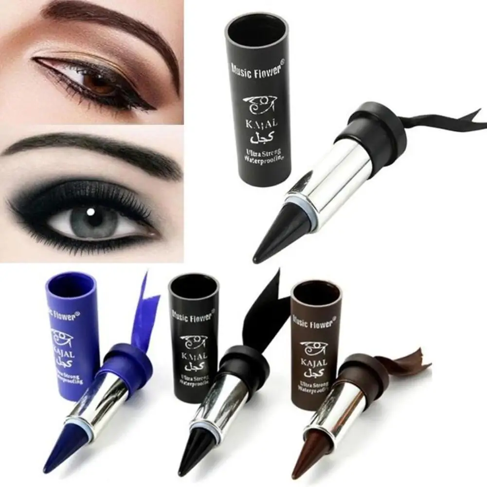 Women Smoky Eyes Eyeliner Pencil Waterproof Sweat Lasting No Blooming Solid Thick Black Bold Eyes Gel