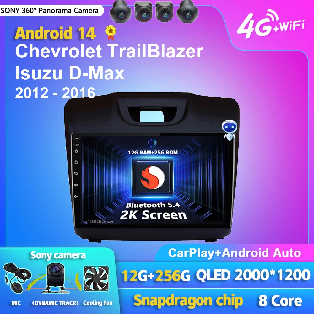 

Android 14 Carplay Car Radio Multimedia For Chevrolet TrailBlazer 2012 - 2016 S-10 S10 Colorado For Isuzu D-Max DMAX Stereo 2din