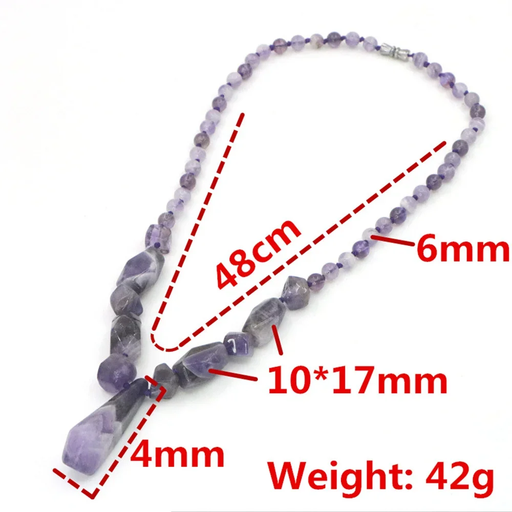 Amethyst Pendant Necklace for Women Gift Natural Stong Handmade Textile Perfect Temperament Jewelry Gathering and Leisure 48cm