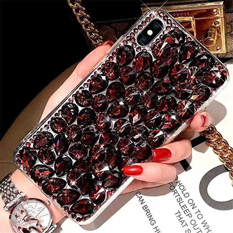 Bling Crystal Diamond Rhinestone Phone Case, 3D Colorful Stones Back Cover for iPhone 15, 14, 16, 12, 13 Mini, 16Pro Max