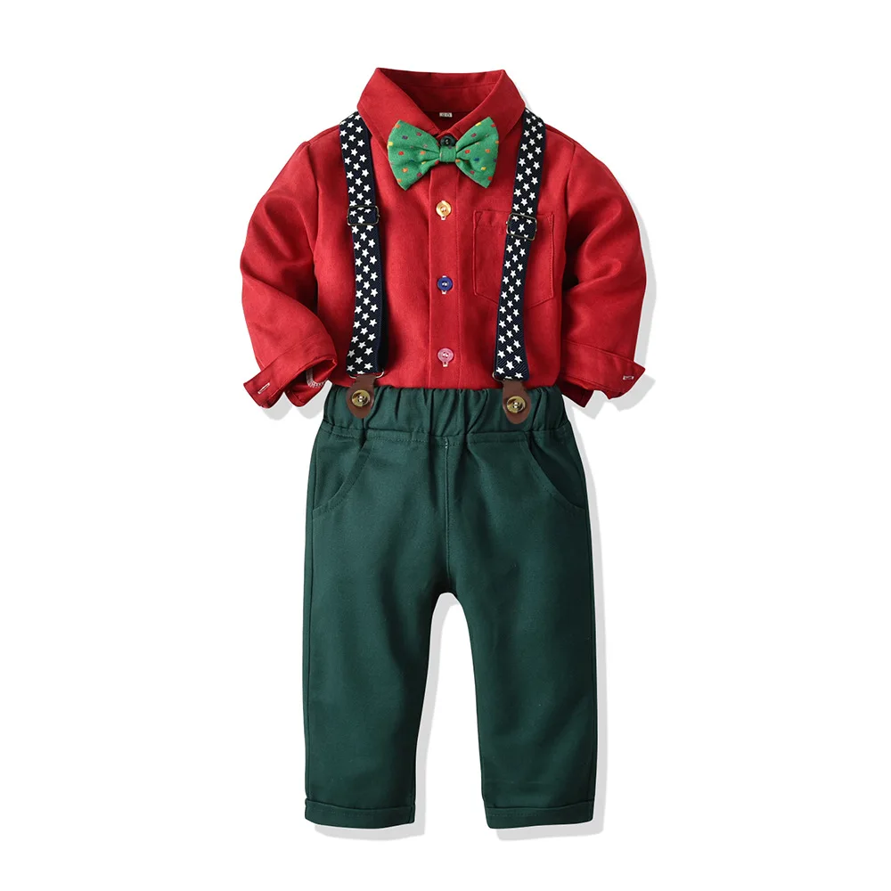 Autumn and winter children's clothing set boys' long sleeved plaid