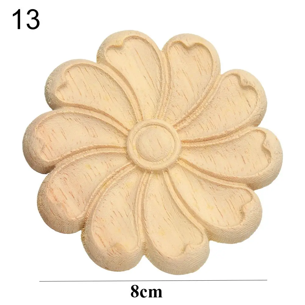 Natural Floral Carved Wooden Decorative Figurine Craft Frame and Corner Applique