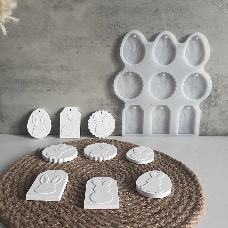 Easter Bunny Pendant Silicone Mold DIY Epoxy Resin Plaster Concrete Drip Glue Mold Easter Decoration Egg Bunny Making Mold silicone mold