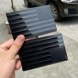 1Pair Aluminum Alloy Black USA American Flag Car Tuning Car Accessories Sticker Emblem Motorcycle Badge Parts Fairing