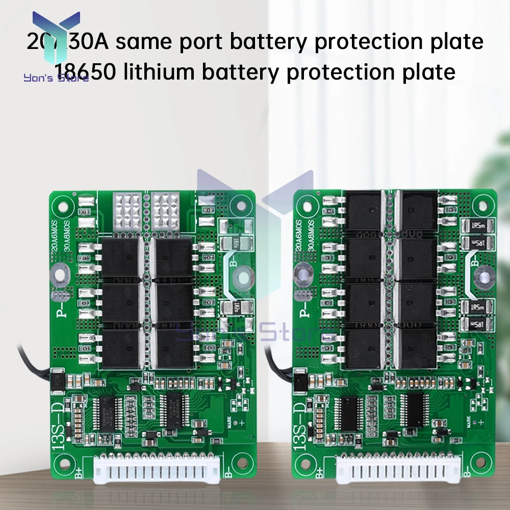 

BMS 13S 48V20A 6MOS 18650 Плата для зарядки литиевой батареи Общий порт с температурной защитой Зарядный модуль баланса Эквалайзер