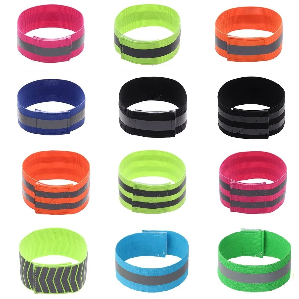 1Pc Cycling Reflective Strips Warning Armband Reflector Wristband Bicycle Bind Strap Pants Hand Leg Sport Tape Bike Safety Alert |