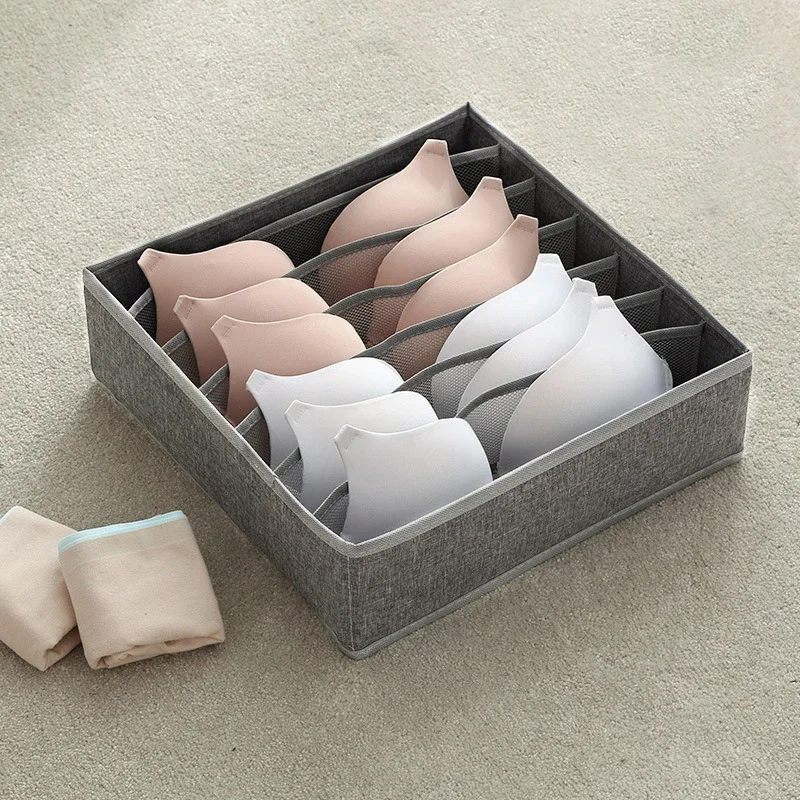 washable underwear storage box foldable 7 /16 /24 grids bras socks drawer organizer Multi-function home storage organizer