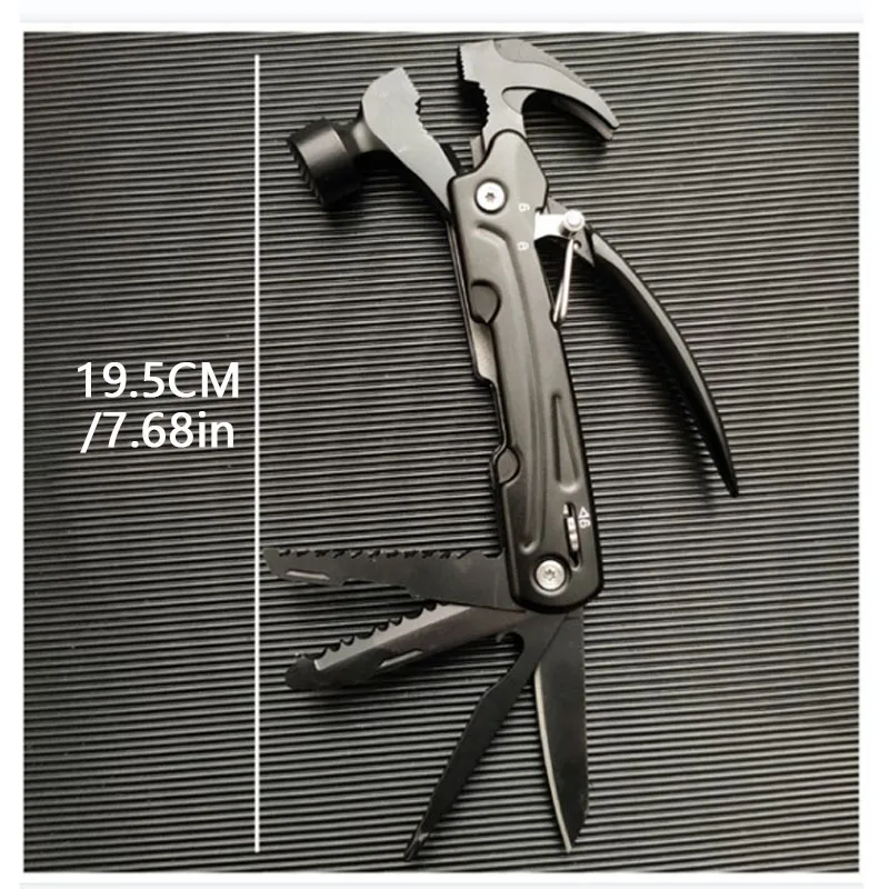 1pc 15 In 1 Multifunctional Hammer Stainless Steel Portable Folding Knife Pliers For Outdoor Survival Camping And Hiking 6